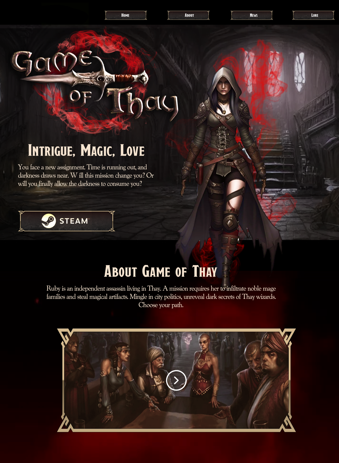 Game of Thay Landing Page Design ai application dark fantasy dd digital design fantasy figma gaming interactive landing page prototype responsive responsive design rpg ui ui design uiux ux web website