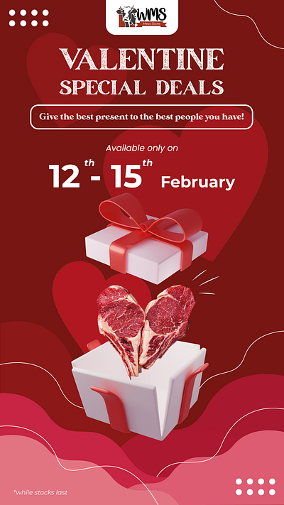 Valentine's Promo Feed&Story Design for WMS Meat Store design feed design graphic design promo sale valentine vector