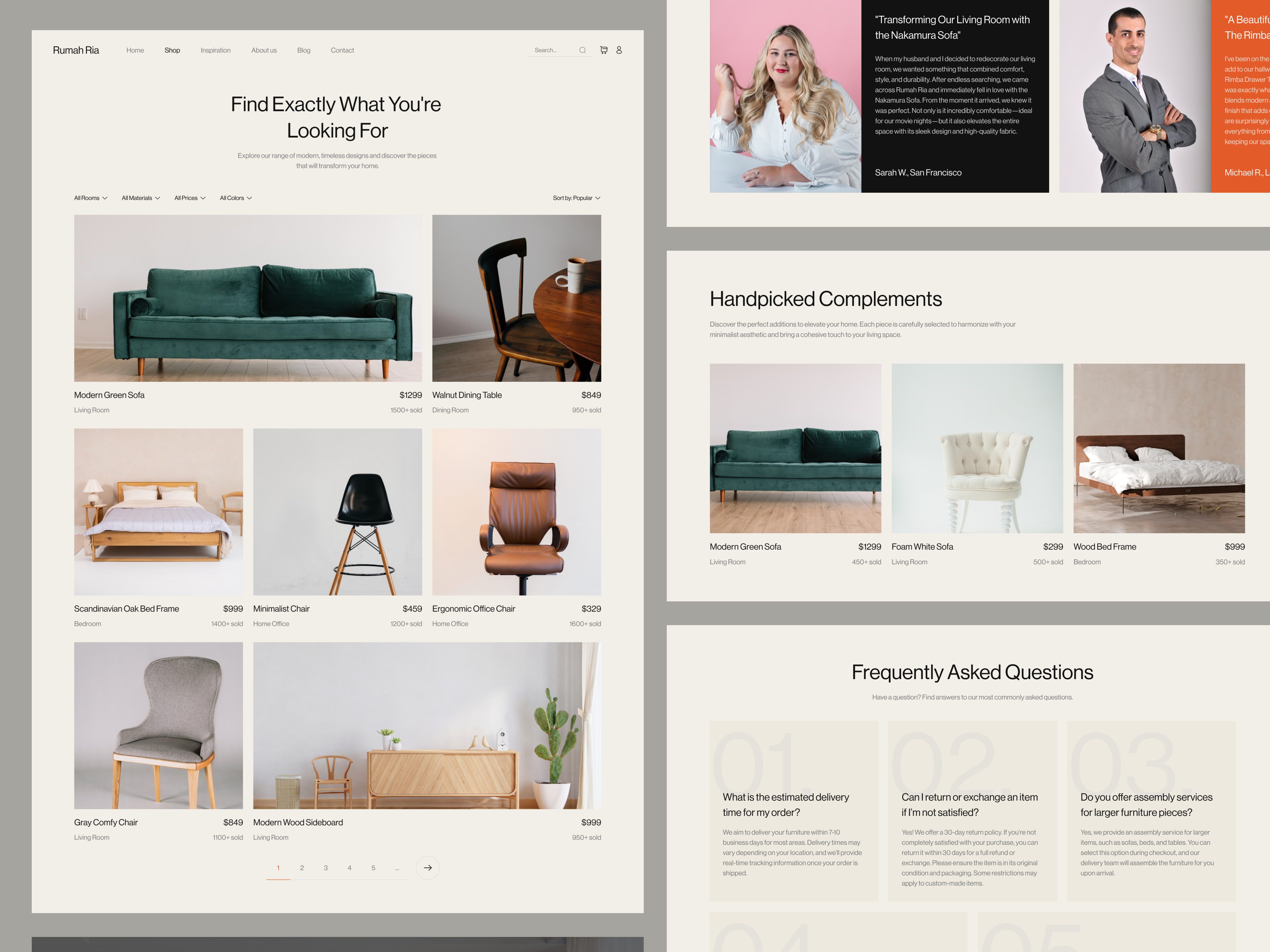 Shop Page Ecommerce Furniture Landing Page ecommerce ecommerce ui ecommerce website furniture furniture ecommerce furniture store furniture website home decor interior design landing page modern online store product design product listing shop page shopping ui design ux design web design website