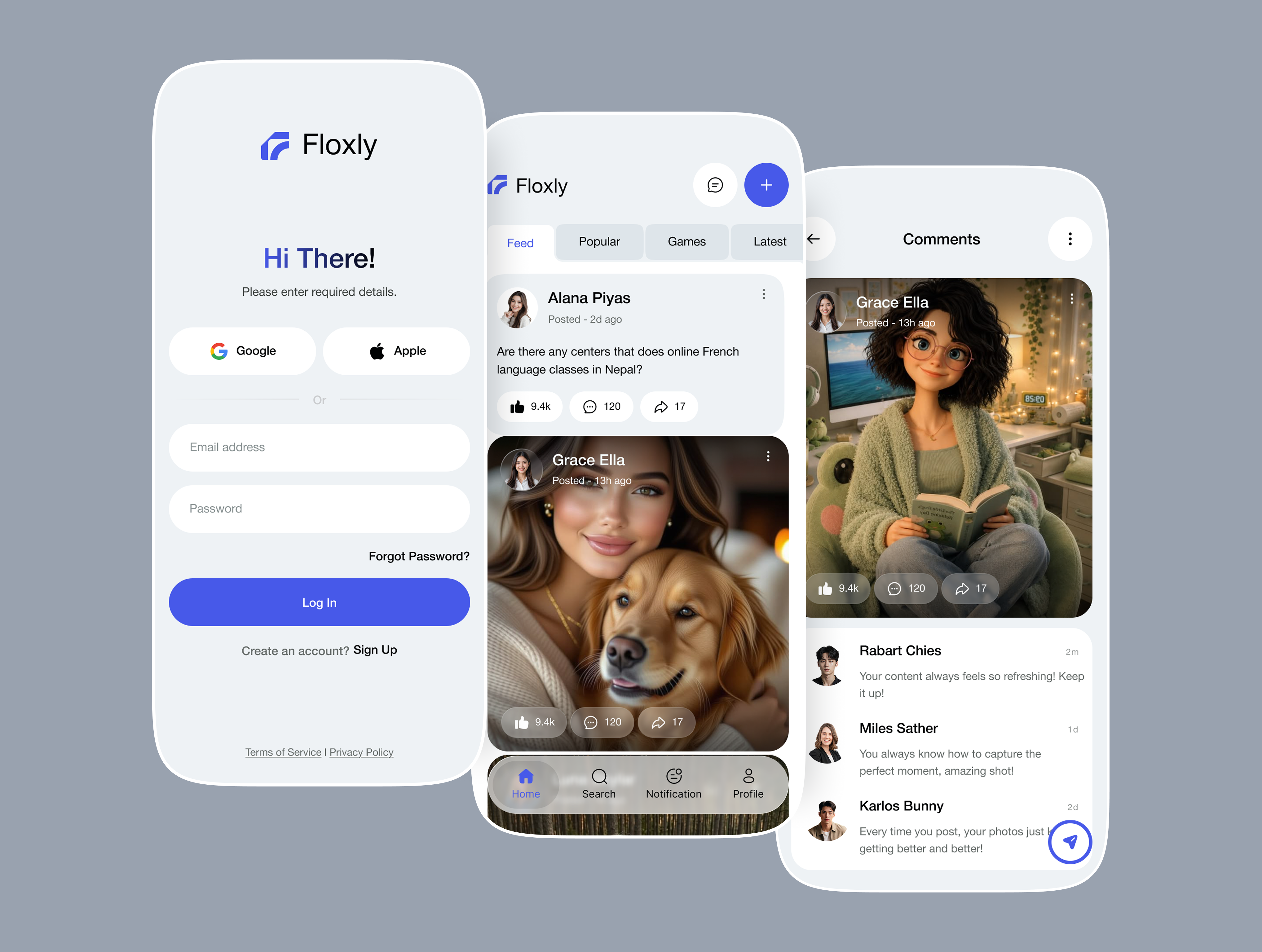 Social Community Mobile App app design community app feed ui interaction design mobile mobile app mobile ui modern ui product design social app social media ui design user experience ux design