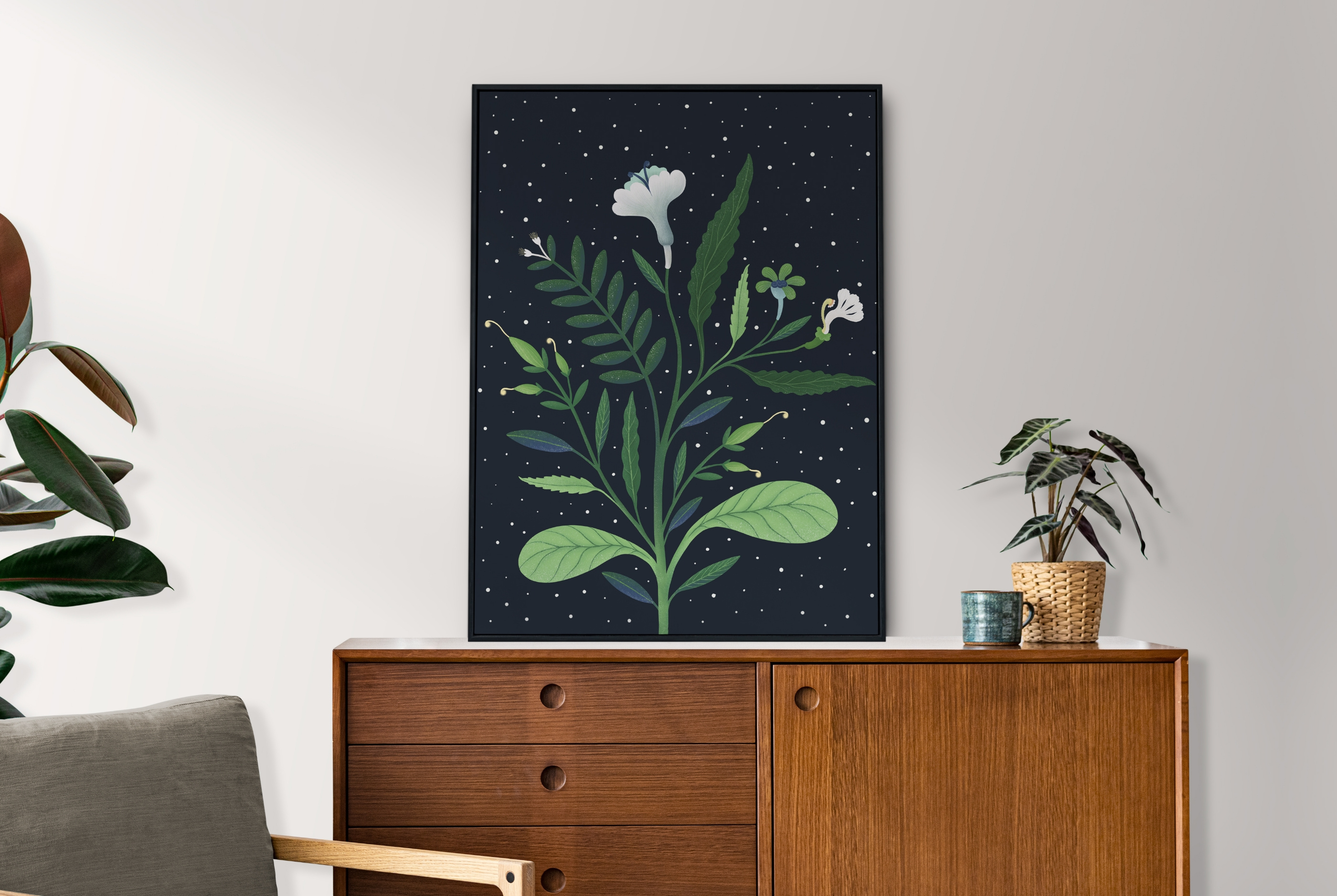 Botanical Night. Hand-Drawn Illustration & Surface Pattern botanical botanical illustration botanical pattern decorative pattern digital illustration floral pattern graphic design hand drawn logo nature illustration pattern collection pattern design print design seamless pattern surface pattern textile design