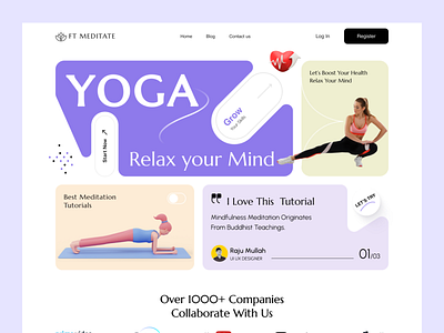 Yoga - Landing Page Design branding design exercise falconthought fitness fitness club gym gymnastice illustration landing page mantra meditation relax sport ui ux vector website wellness yoga