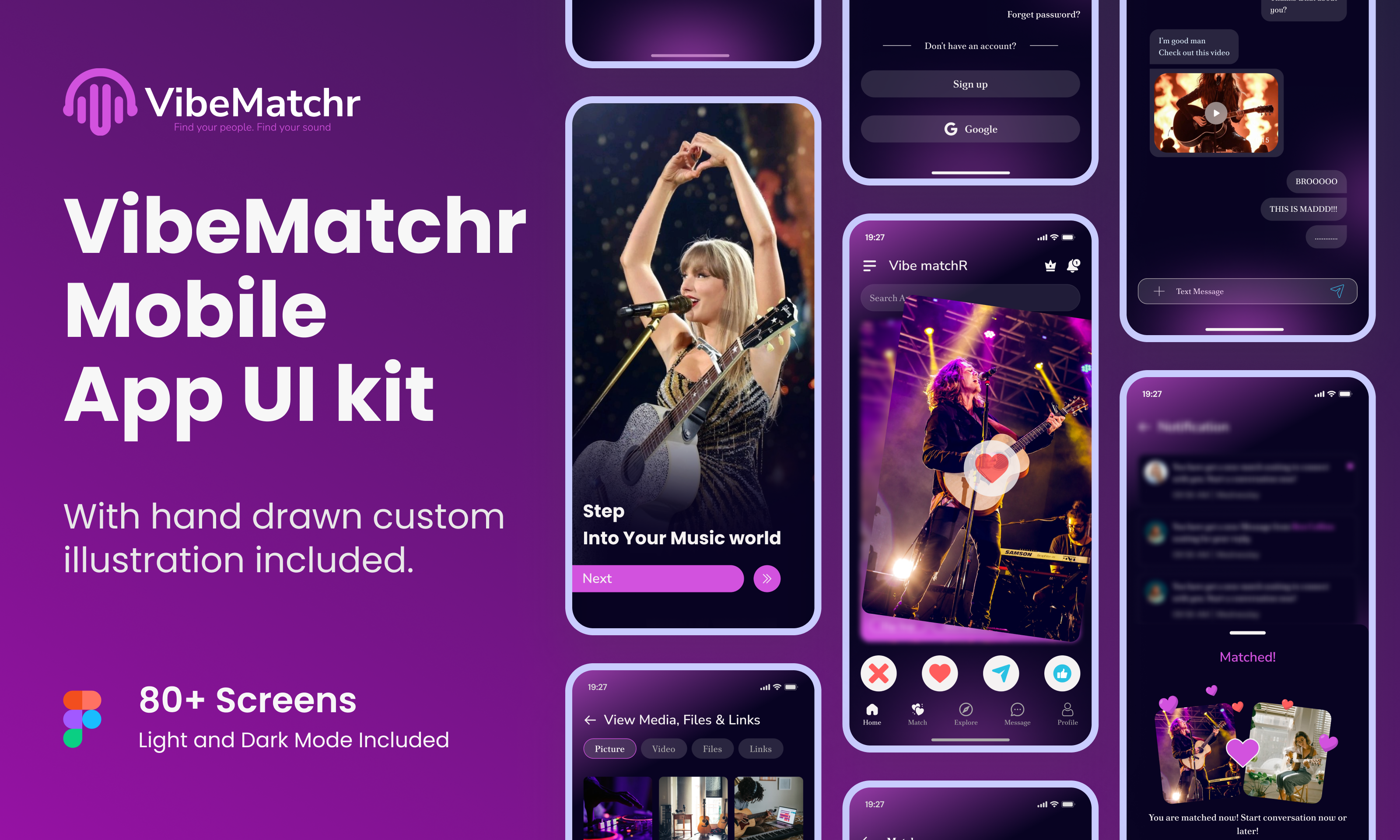 Mobile App UI kit ( VibeMatchr ) app app design dating dating app dating app design dating app kit design figma figma design mobile mobile app mobile app design mobile app kit music app ui ui app design ui design ui kit ui ux ux
