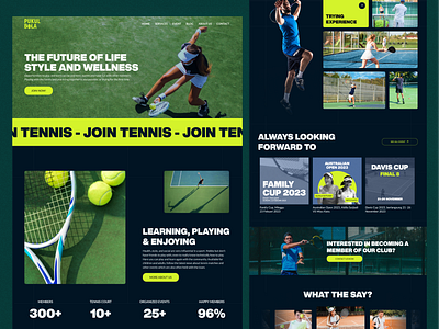 Tennis Club🎾 - Website bold club community design figma figmadesign green landingpage sport tennis ui uiux website