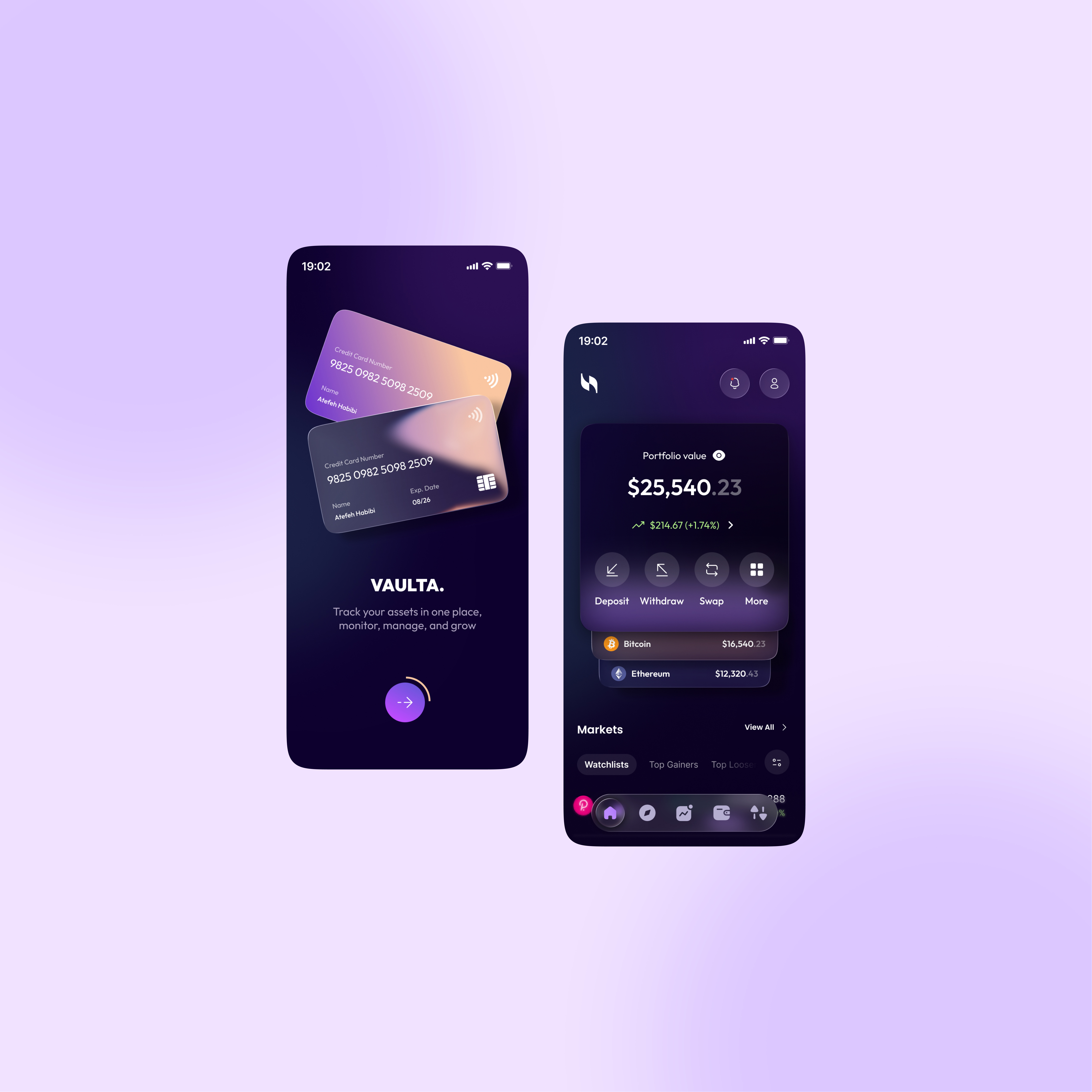 Crypto Mobile App 3d app crypto dark design glass ui uidesign uiux ux wallet