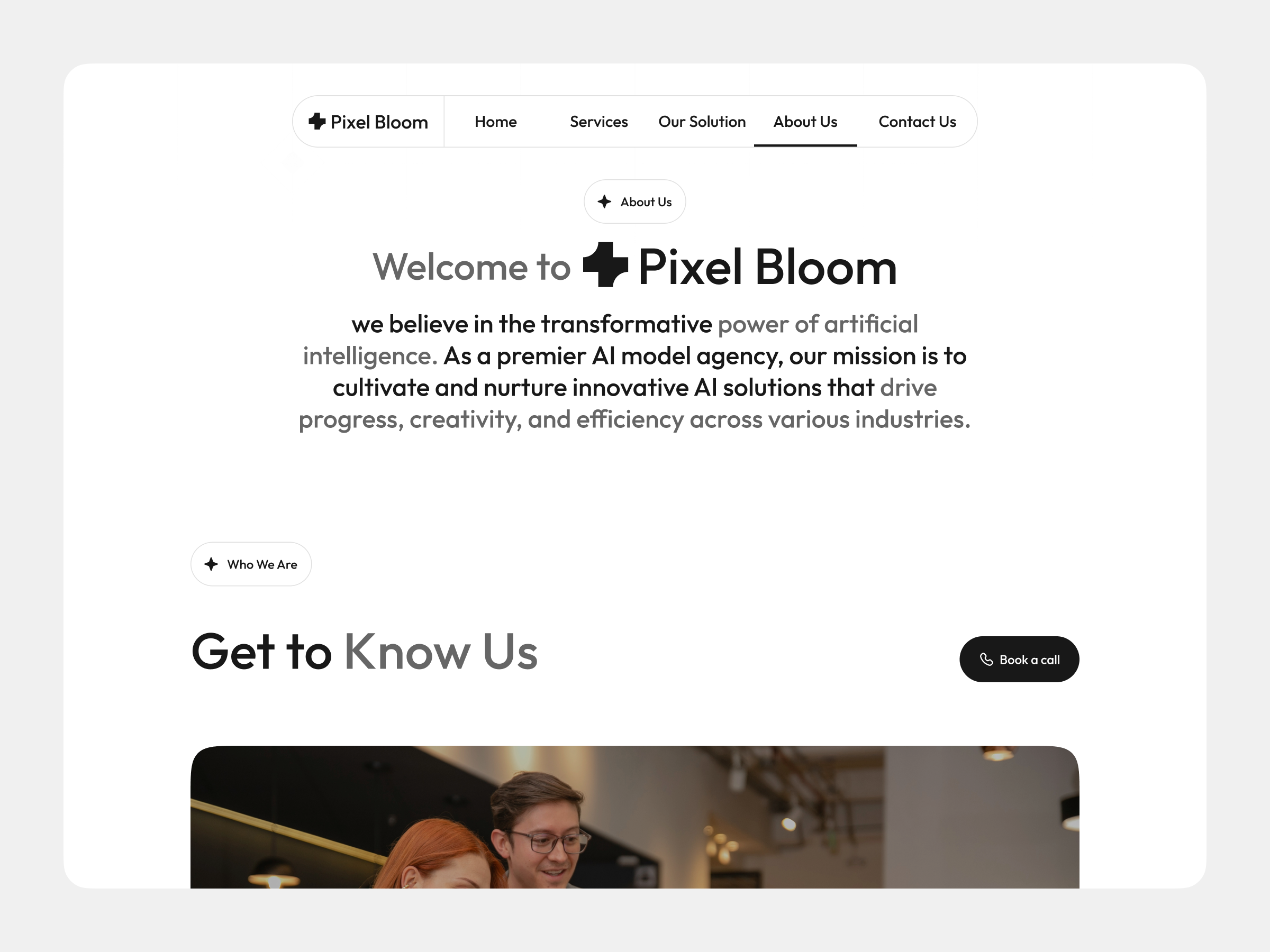 AI Agency About Page Design about page agency website ai agency branding clean ui company profile contact page desktop ui digital agency dribbble figma landing page minimal design mobile ui responsive design team section ui design ux design web design website ui