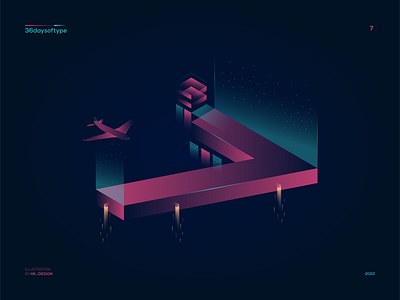 7 - 36daysoftype 2022 36daysoftype 7 cubes flat floating gradient illustration illustrations isometric plane sci fi type design typography vector vector art