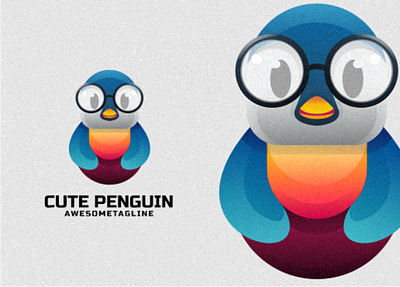 Cute Penguin Color Logo branding colorful cute design glass graphic design illustration logo penguin