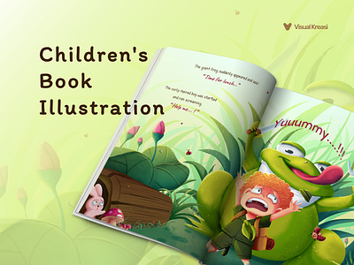 The Giant Frog - Children's Book Illustration a boy bitmap book childrens book childrens book illustration clip studio paint csp digital digital painting draw fairy tale frog illustration paint painting photoshop sketch story book