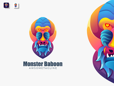 Monster Baboon Colorful Logo baboon branding colorful design graphic design illustration logo