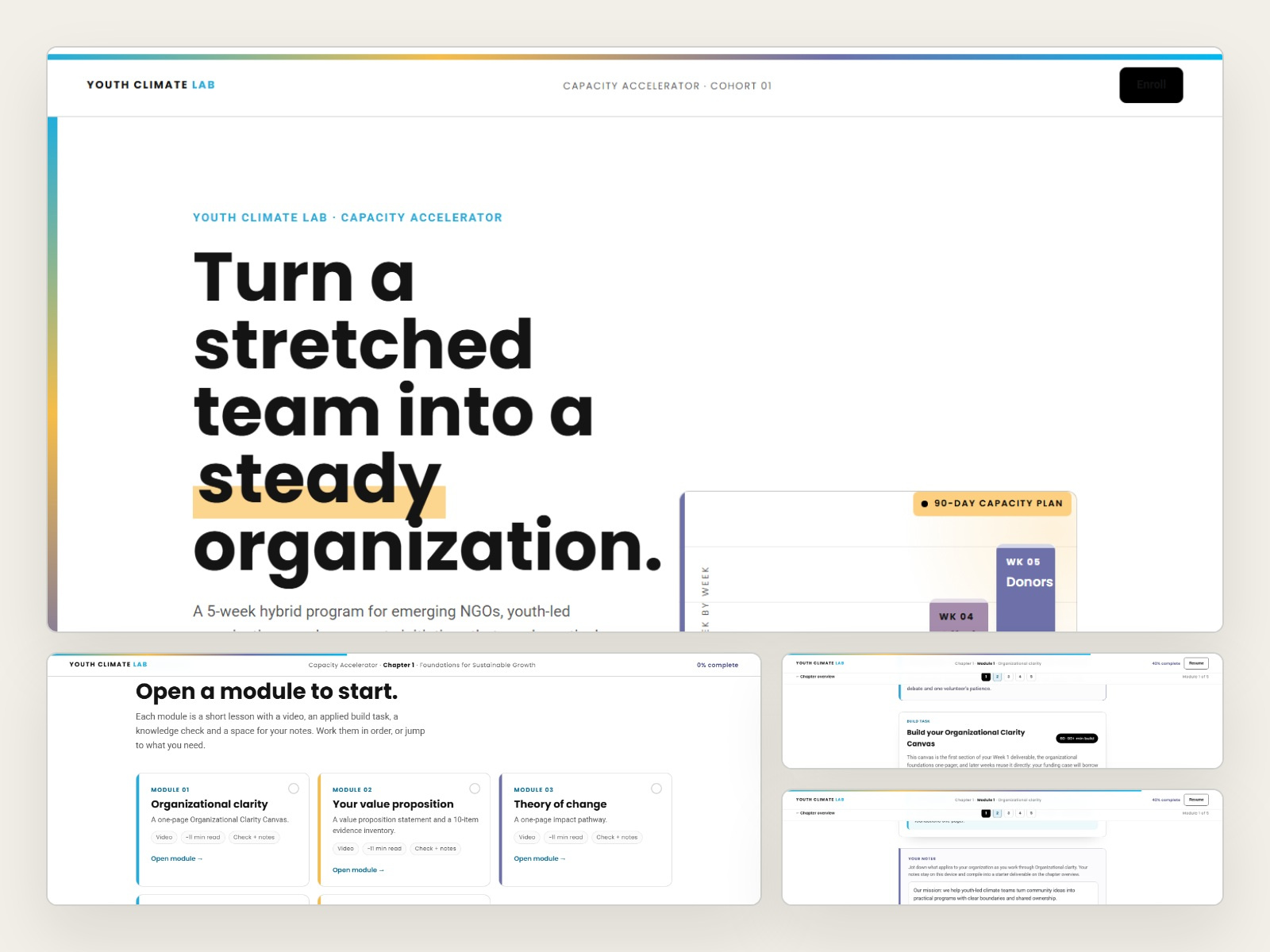 Youth Climate Accelerator — Digital Learning Platform climate education curriculum education interaction design learning platform nonprofit online course product design responsive design ui ux web app web design