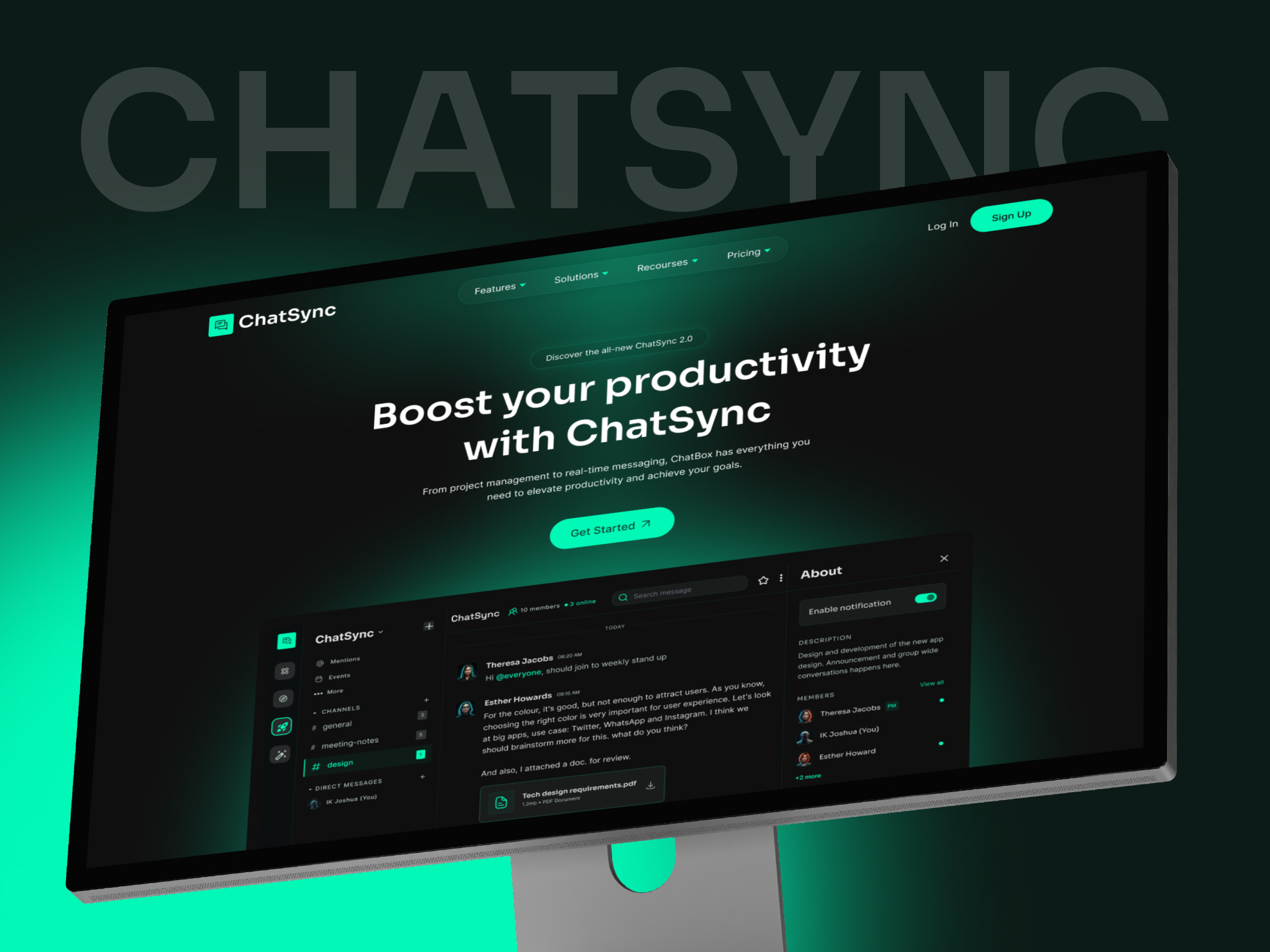 ChatSync — SaaS Communication Platform UI/UX Design b2b landing page chatappdesign dashboard design data visualization enterprise hero section design home page landing page messaging platform modern saas design product design product landing page saas saas design saas product software design startup design ui ux design web design website design