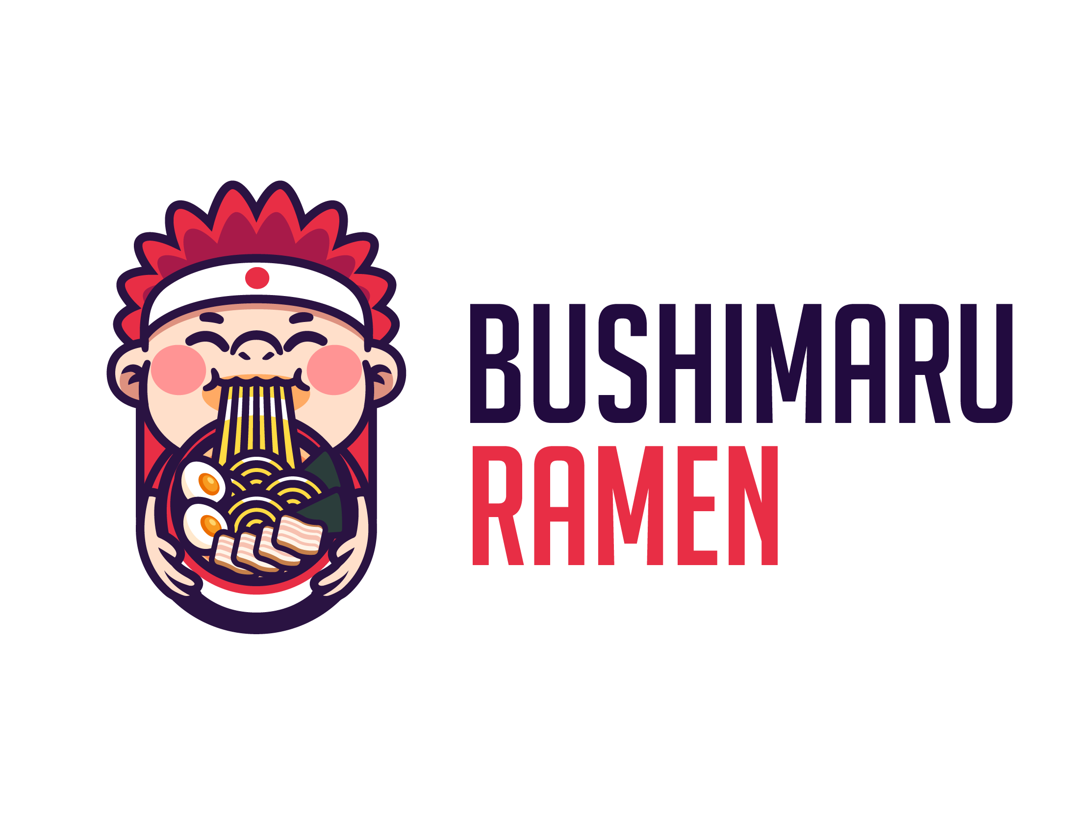 Bushimaru Ramen Logo Illustration branding cartoon character cute design graphic design illustration japan japanese logo mascot mascot logo noodle ramen