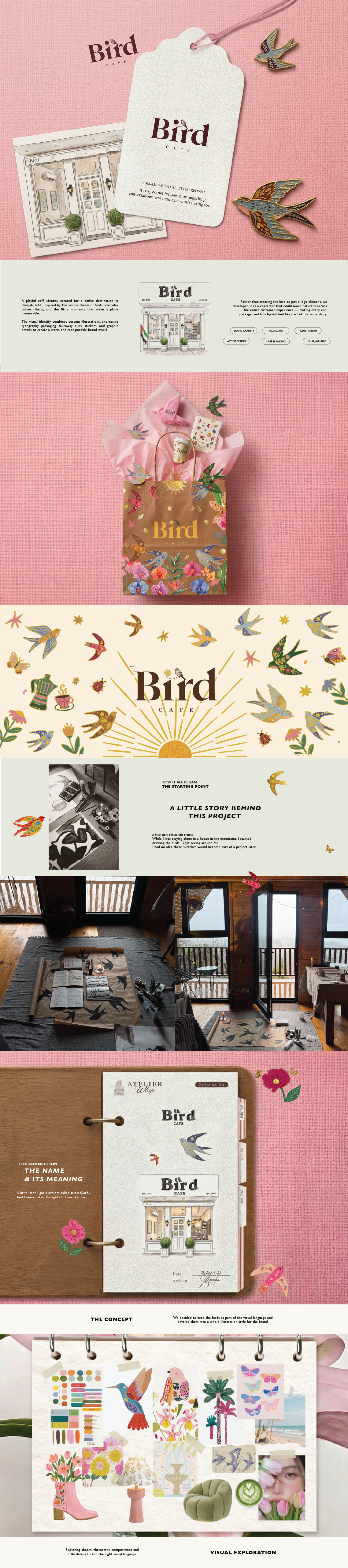 Bird Café — Brand Identity & Packaging | Sharjah, UAE art direction brand identity branding café branding coffee branding graphic design hospitality design illustration logo packaging design sharjah uae design