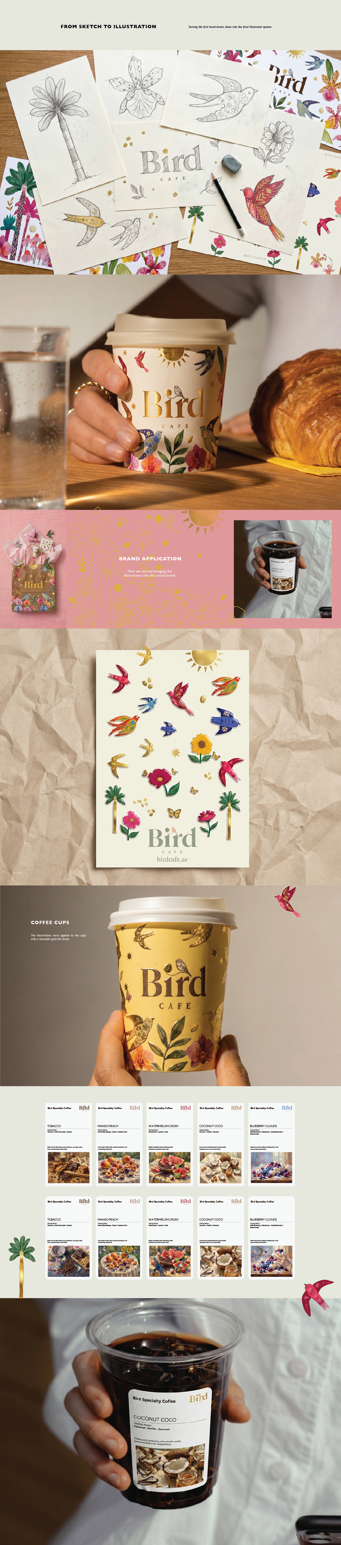 Bird Café — Brand Identity & Packaging | Sharjah, UAE art direction brand identity branding café branding coffee branding graphic design hospitality design illustration logo packaging design sharjah uae design