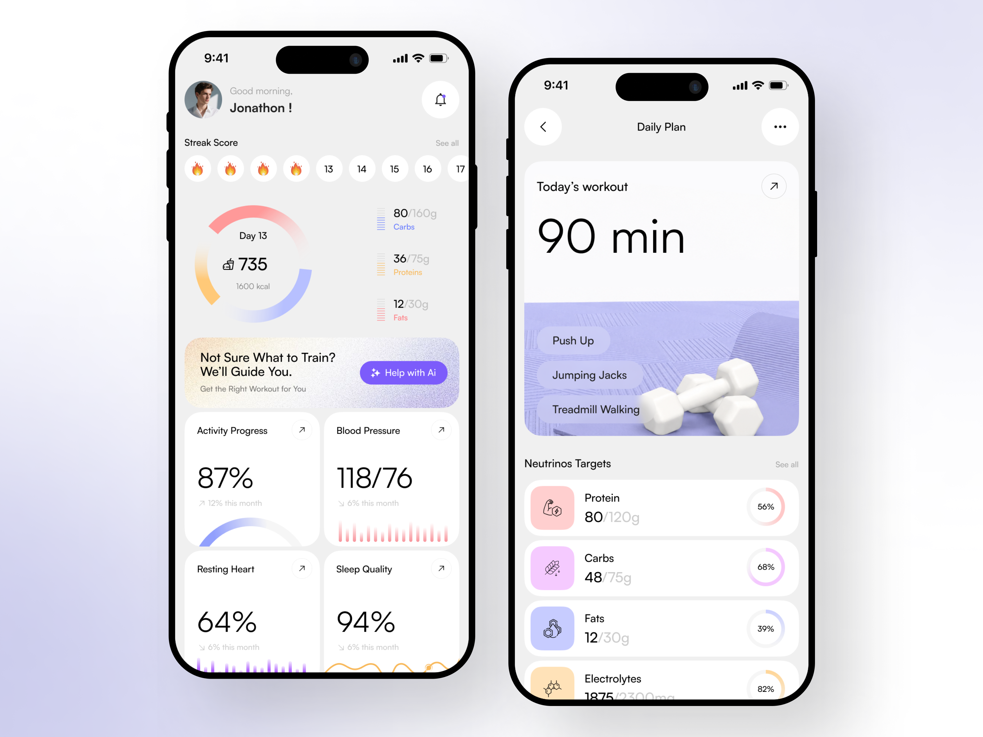 Fitness & Wellness App ai app app design awe fitness fitness app fitness app design healthcare app design heathcare app ios mobile app nutrition trainer wellness app workout workout app