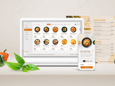 Restaurant Management UI/UX Concept dashboard figma food management orange order photoshop restaurant ui ux white windows