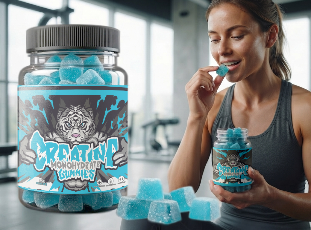 Creatine Gummies Label Illustration branding character characterdesign creatine designer graphic design illustration illustrator label label design label illustration logo packaging vector vector art