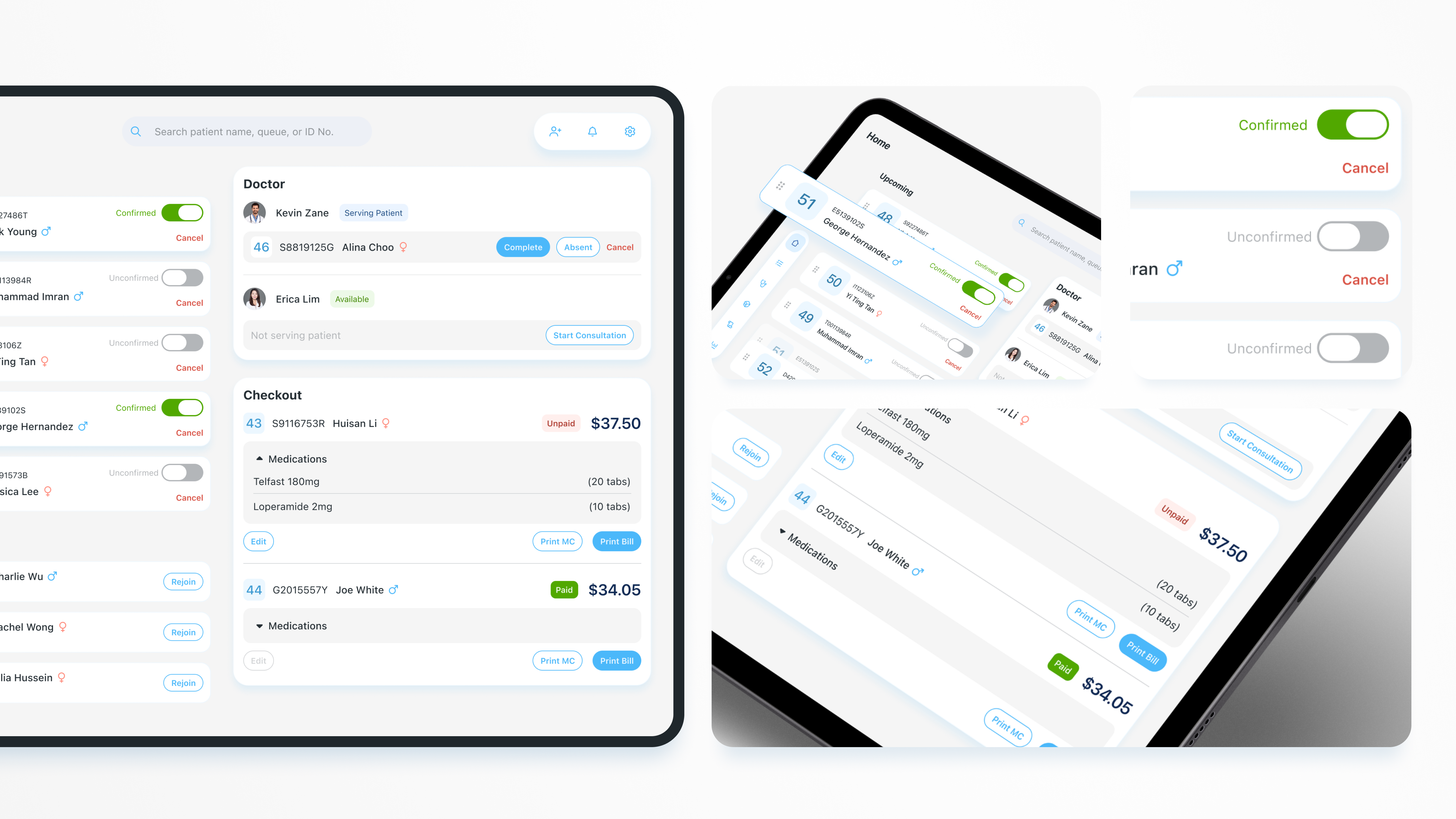 Clinic Dashboard | Patient and Doctor Management crm dashboard people saas tablet ui ux webapp