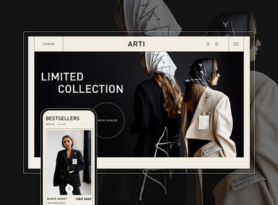 E-commerce website - ARTI art black blocks branding clothes ecommerce fashion limited lines marketplace minimalistic sale shop sitemap trend ui ux webdesign website