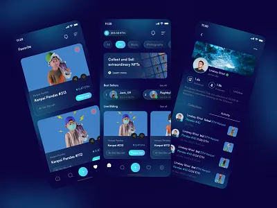 NFT Mobile App app app design app ui blockchain crypto cryptoart cryptocurrency design digital art ethereum graphic design mobile app nft app nft maketplace ui ui design ux