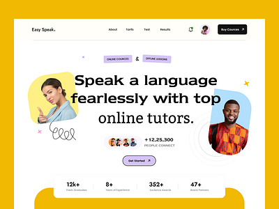 Online learning of other languages course e learn e learning education interface landing page language learner learning platform online course online learning website onlineclss speak translate ui uidesign uiux ux