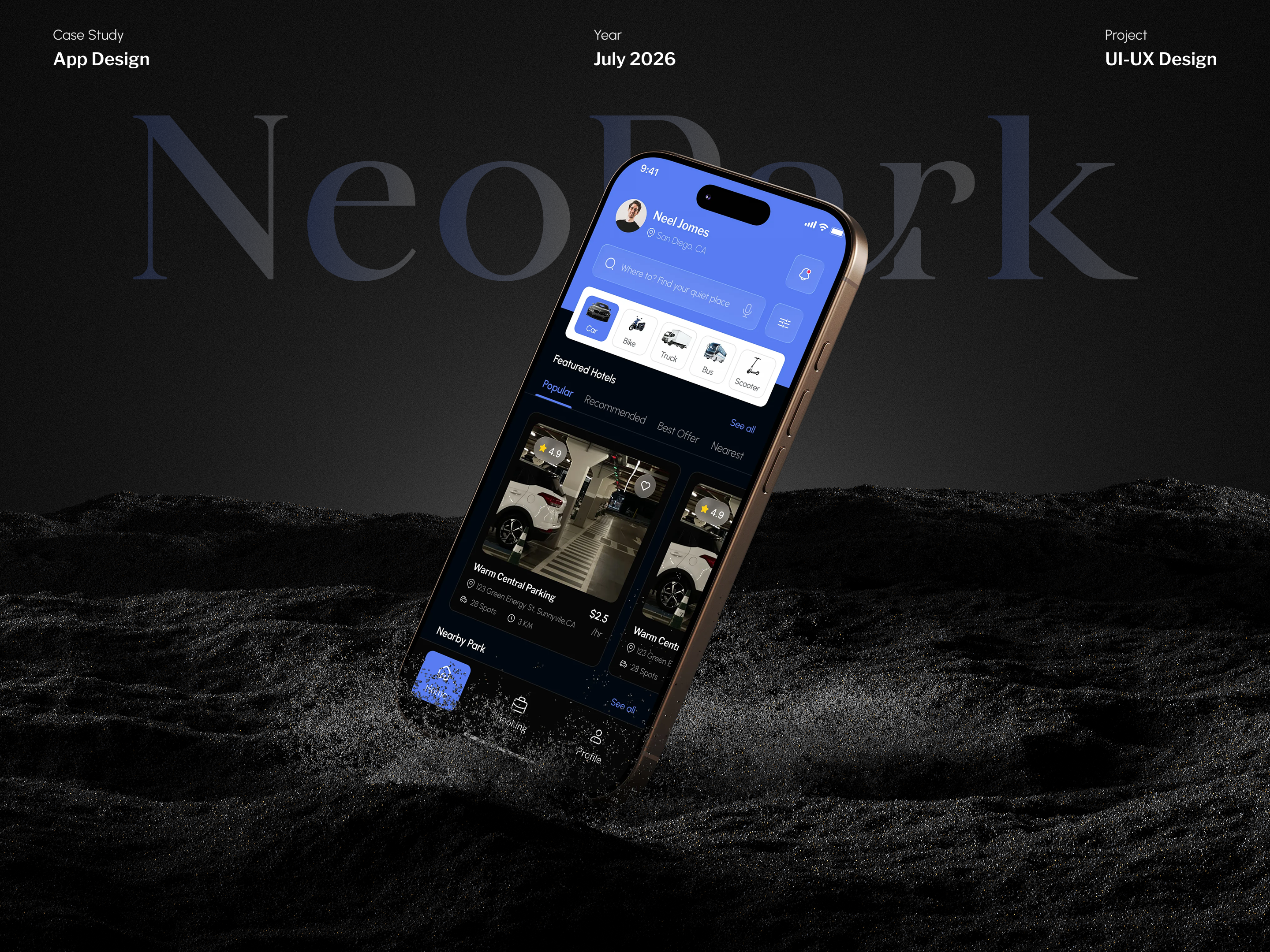 NeoPark - Smart Parking App UI Figma Design Kit app design app ui booking app cab booking design system mobile app mobile app screens modern app onboarding parking app parking technology proptech saas smart mobility app smart parking app transportaion ui kit vehicle information management visual design white label