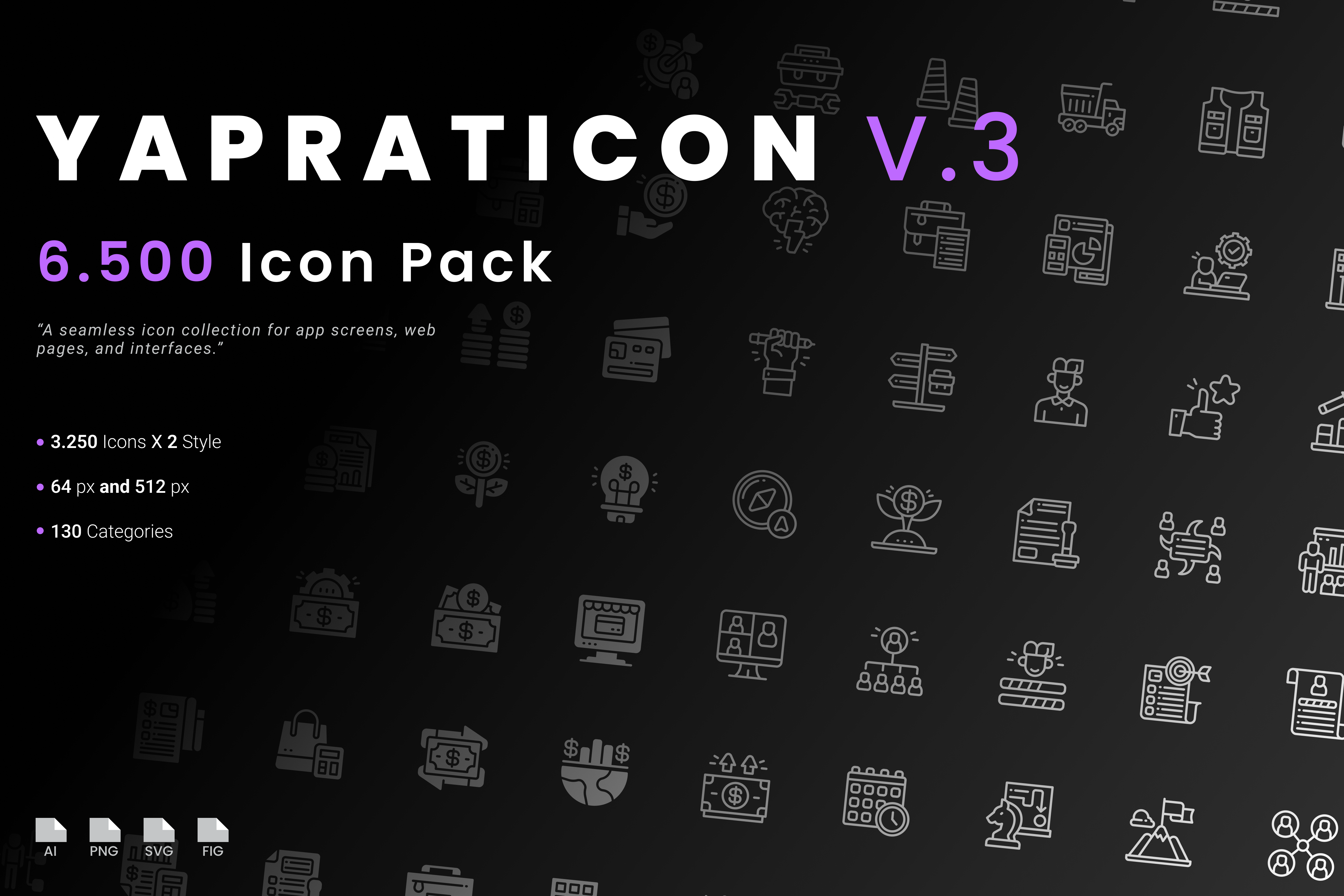 6.500 Icon | Yapraticon V.3 Icon Library business design icon icon pack icon set illustration pack technology