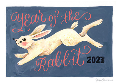 Year of the Rabbit 2023 calligraphy chinese zodiac design gouache graphic design hand lettering illustration lettering rabbit running year of the rabbit zodiac