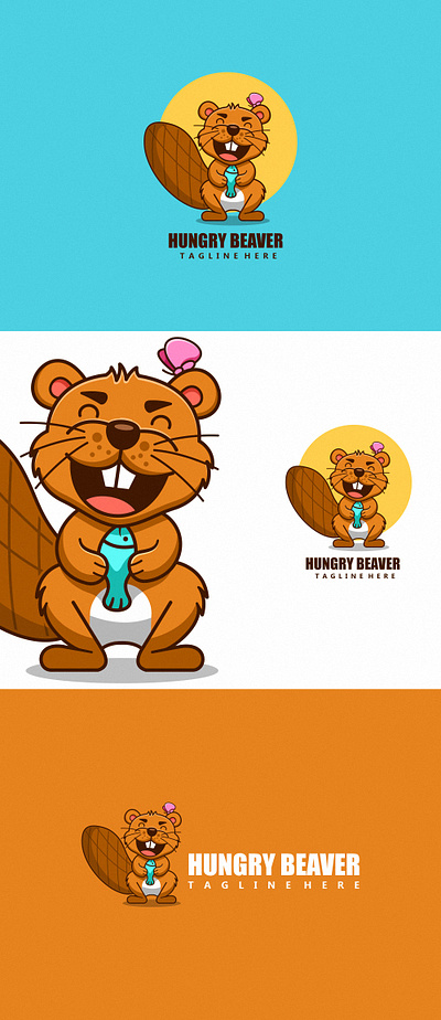 Hungry Beaver Character Design beaver branding character colorful design graphic design illustration logo mascot