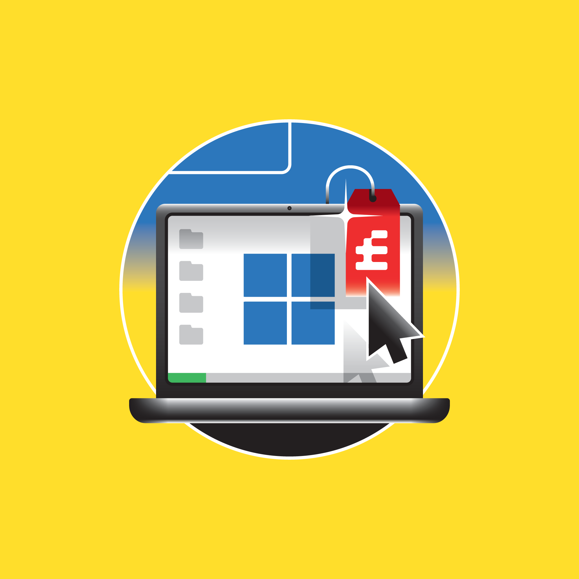Still using Windows 10? (Which? Tech) click cursor illustration laptop price tag windows
