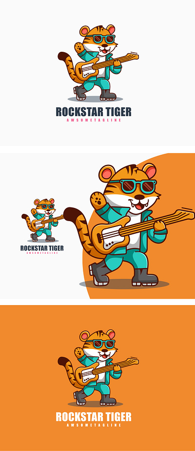 Rockstar Tiger Character Mascot branding colorful design graphic design illustration logo rockstar tiger