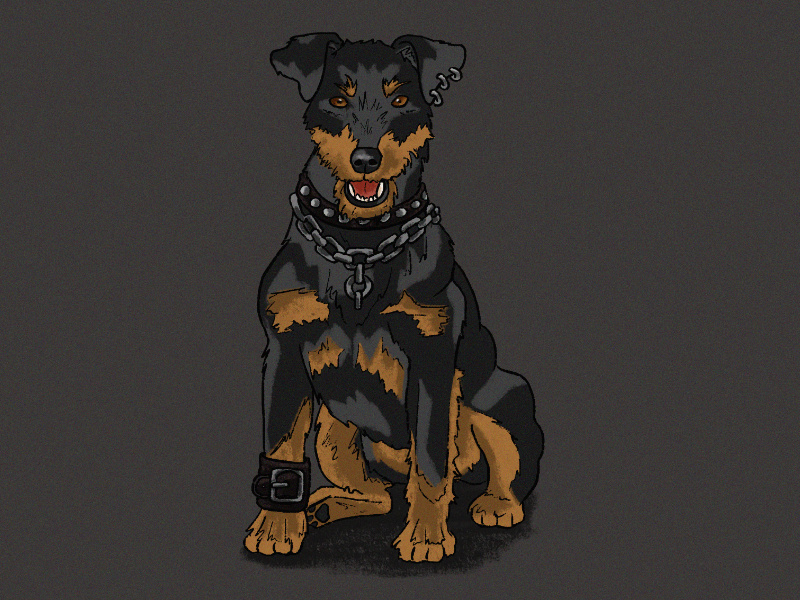 Jagdterrier 2d drawing character design collar digital artist dog art dog illustration doggust doggust2026 dogs in august drawing challenge jagdterrier metalhead music genres small dog