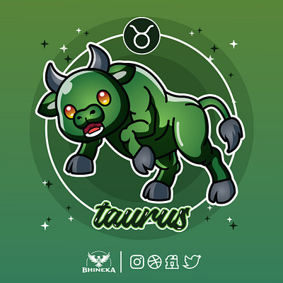 Taurus Zodiac Cartoon angry animals animation art branding bull cartoon character chibi cute design digitalart doodle graphic design green illustration logo taurus vector zodiac