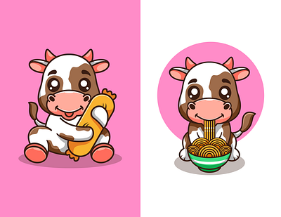 Cute Cow Character Mascot Logo branding colorful cow design graphic design illustration logo