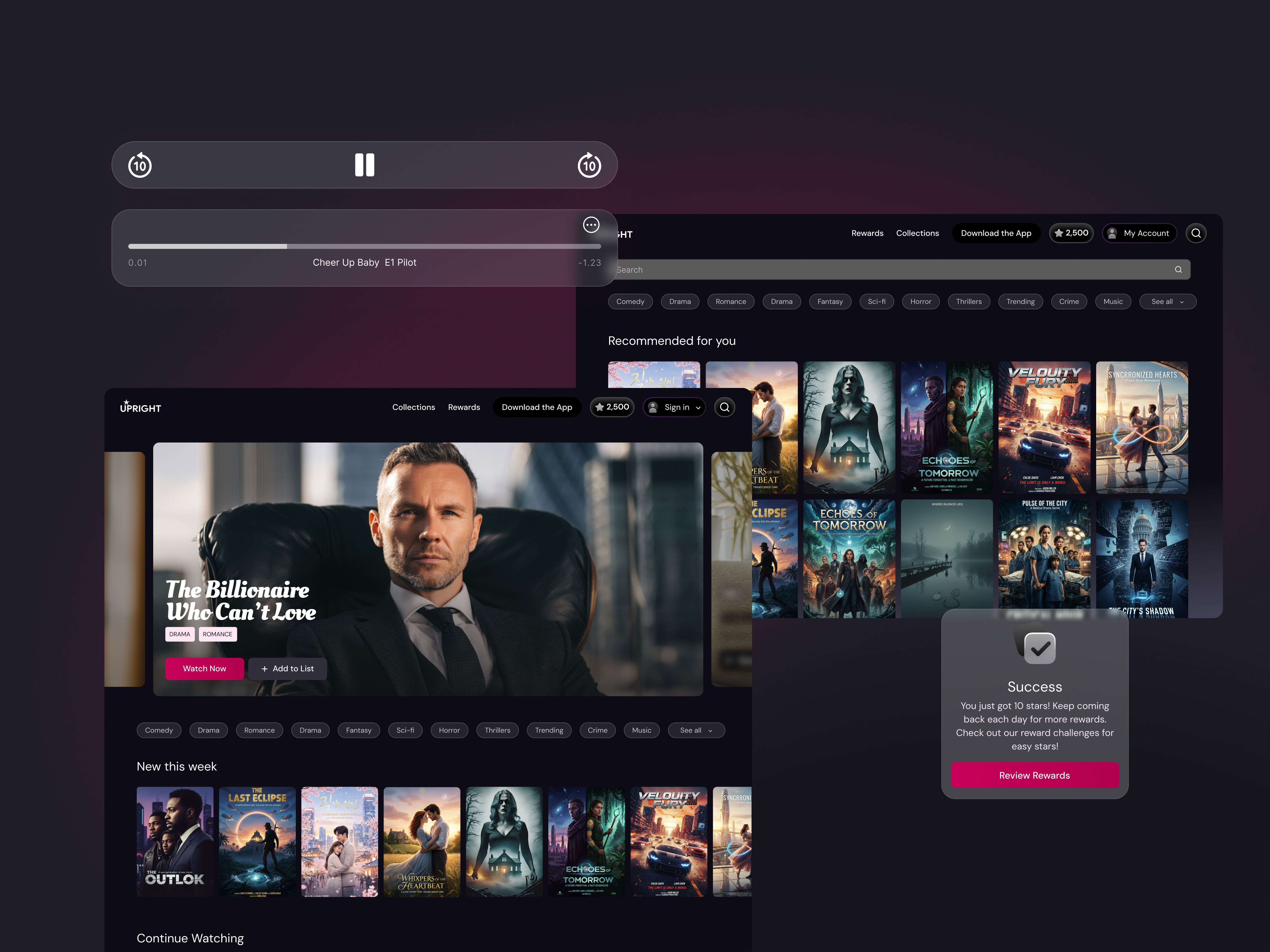 Streaming Platform for Vertical Short-Form Drama design system entertainment app gamification mobile app product design streaming app subscription app ui design ux design