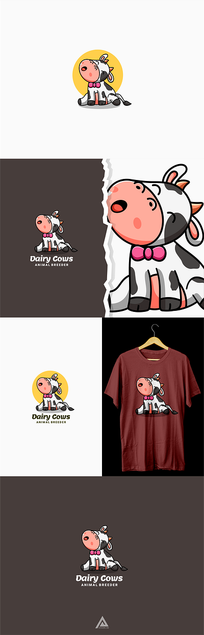 Cute Cow Character Mascot Design branding colorful design graphic design illustration logo