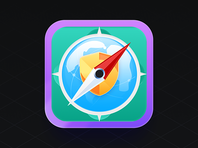 App icon for a new web browser 3d app branding chrome compas design earth google graphic design illustration logo mozilla nft shield ui vector web3