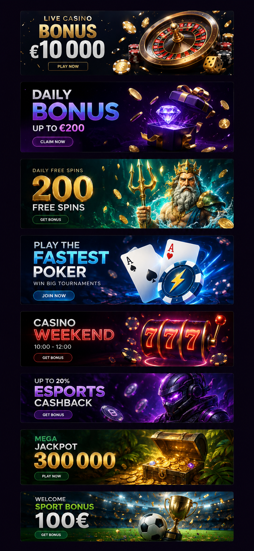 Casino Banners branding casino design graphic design igaming logo typography ui ux