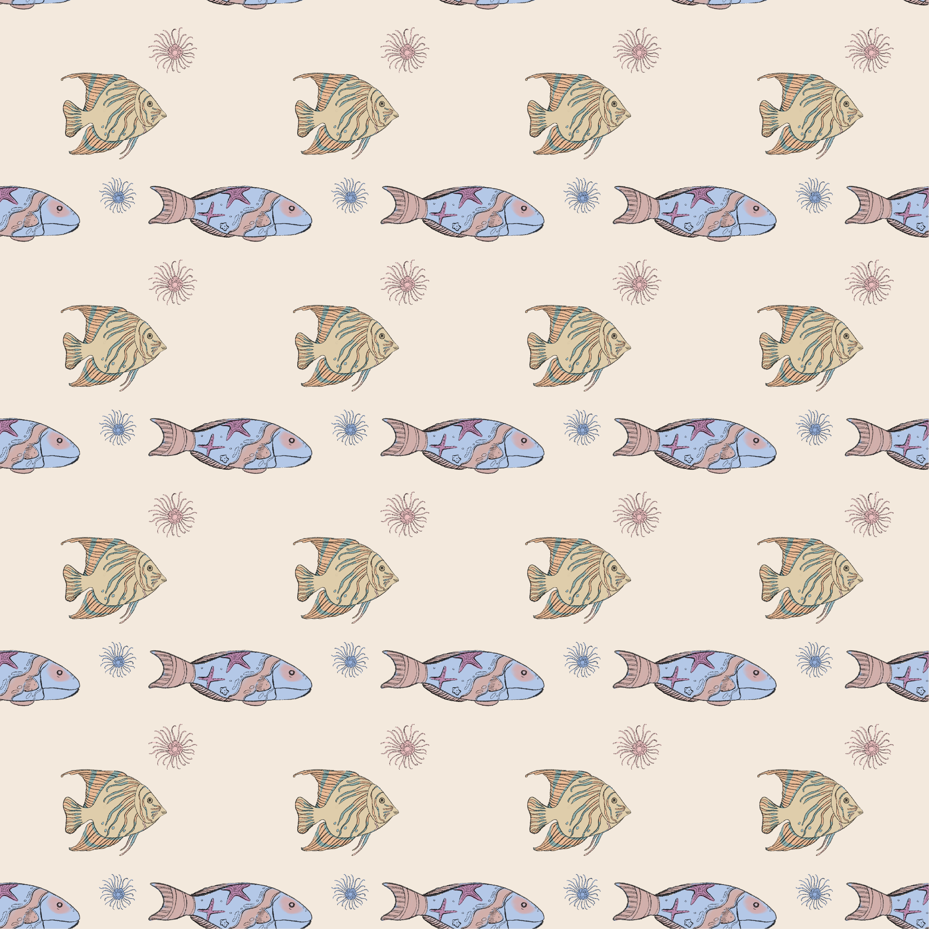 OCEAN DREAM PATTERN fabric pattern fish graphic design illustration pattern print design surface pattern