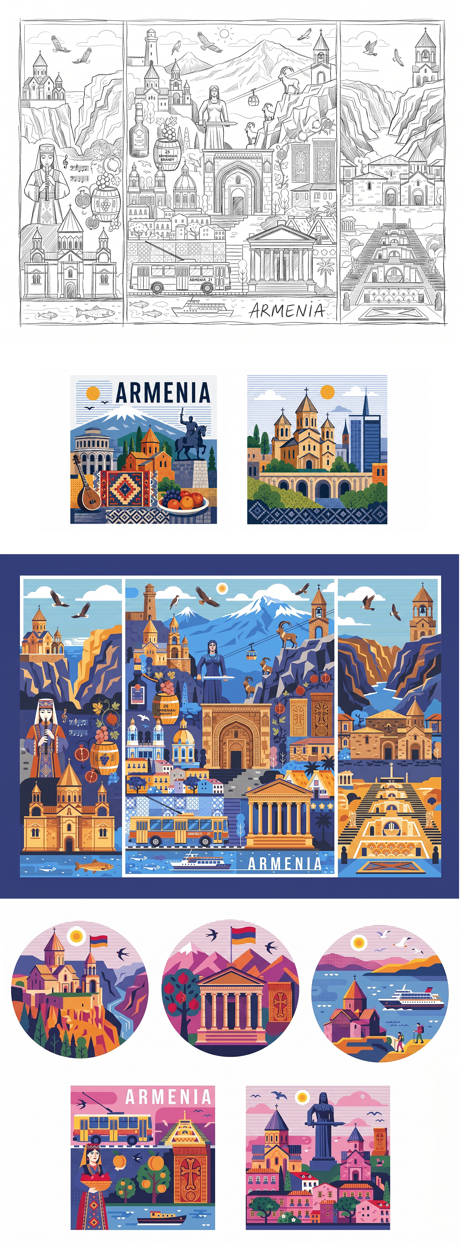 Travel Armenia Poster armenia branding design graphic design identity illustration poster typography ui ux vector