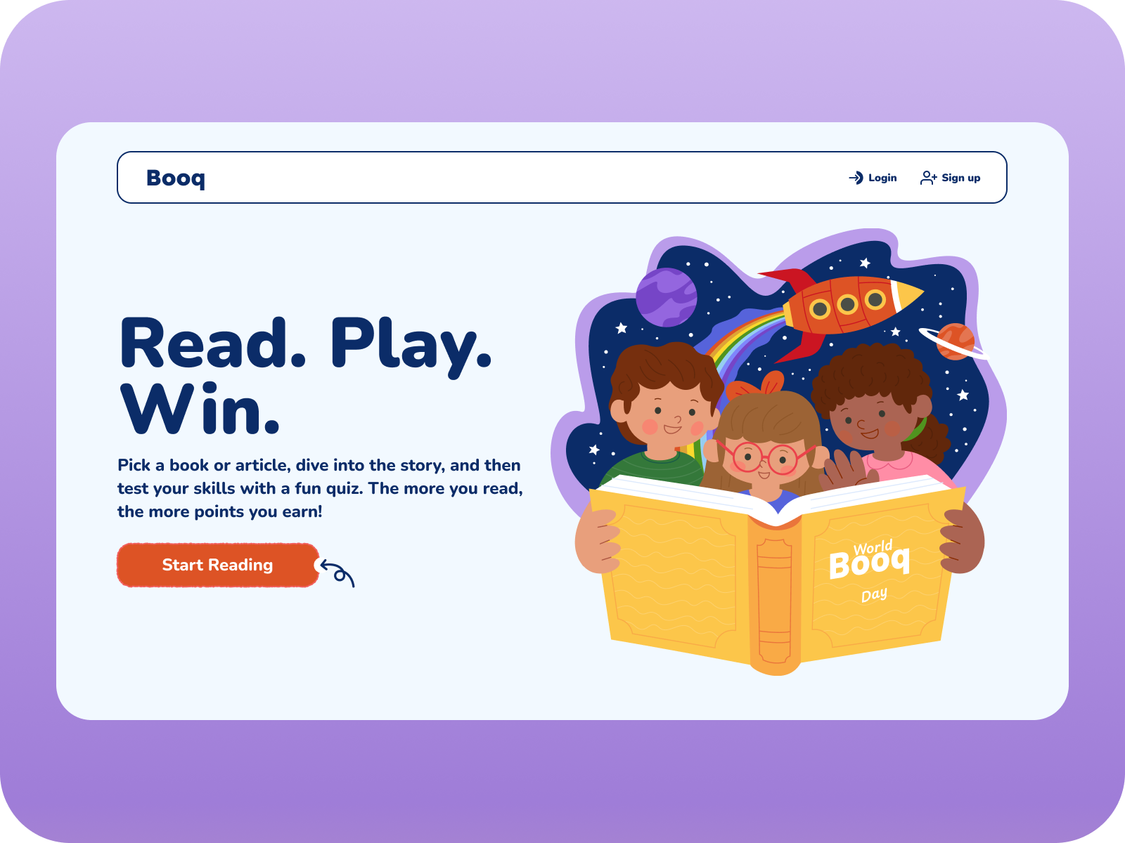 Booq Landing Page edtech edtech ui kids platform learning platform ui webdesign
