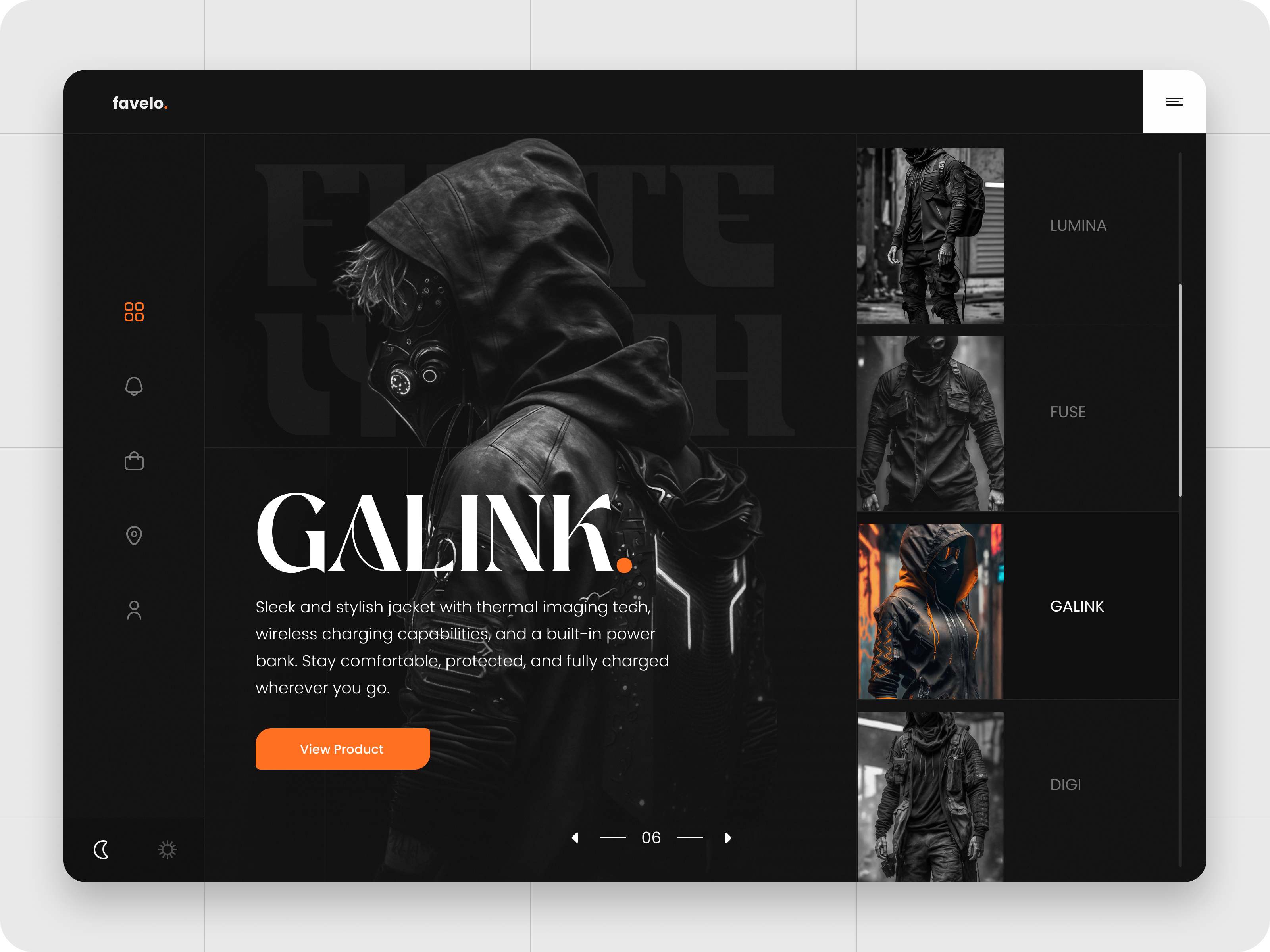 Favelo - Website Landing Page dark style dark theme fashion landing page product design ui ux website
