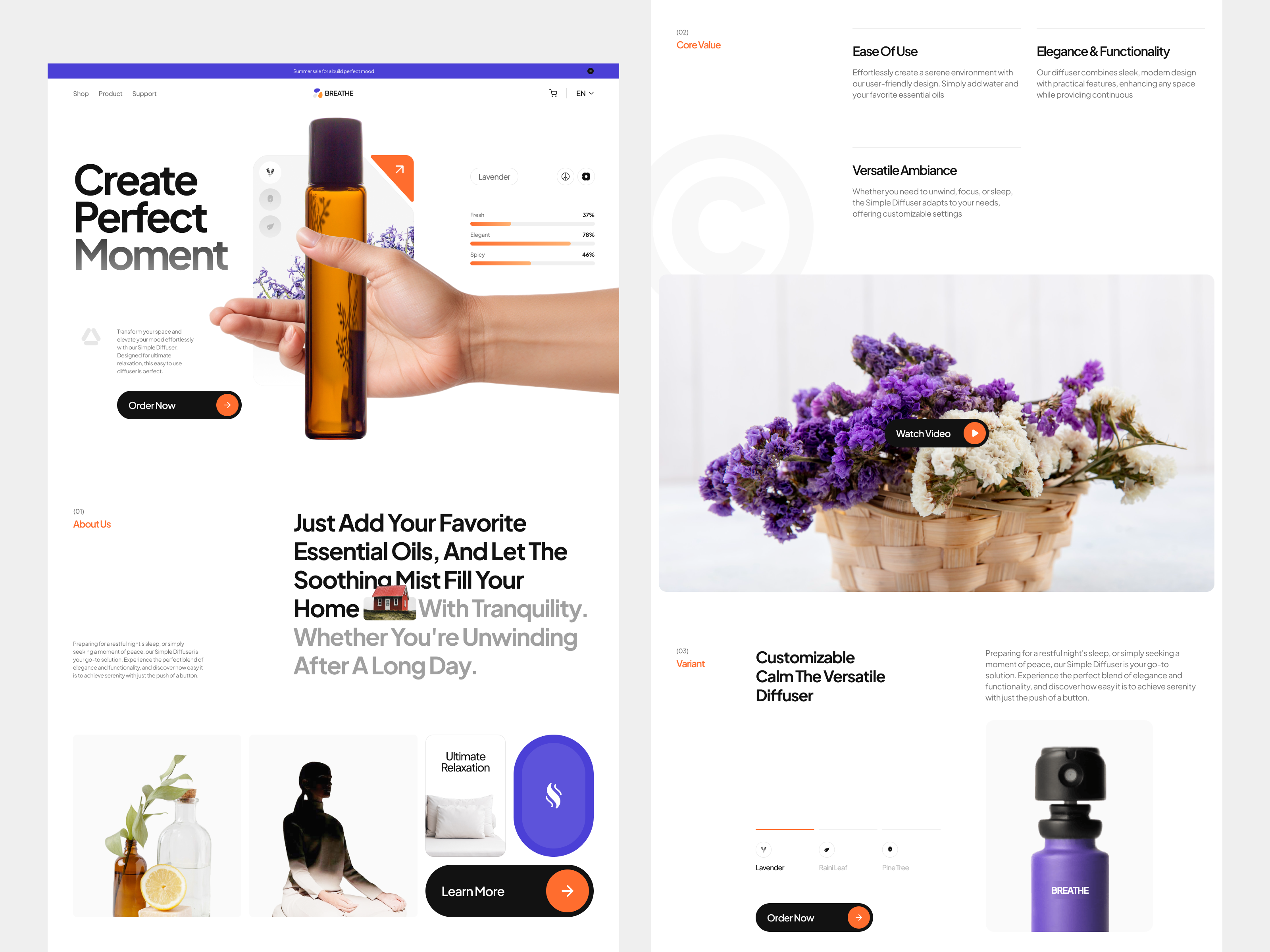 BREATHE — Simple Diffuser Landing Page creativeagency e commerce ecommerce figma productdesign webdevelopment websitedesign