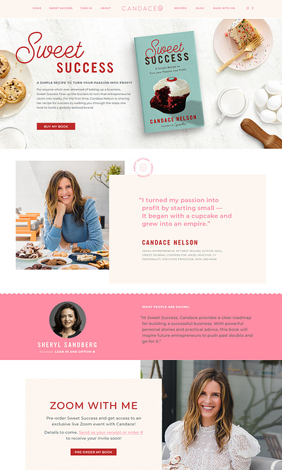 Sweet Success Book Webpage graphic design typography web design