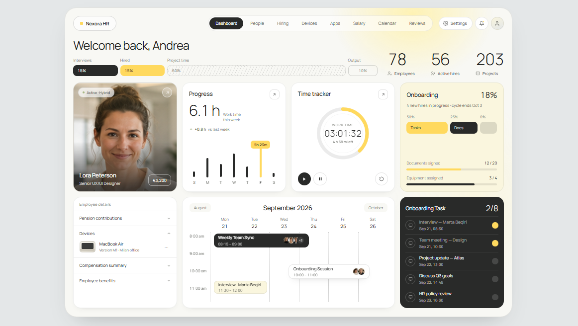 HR Management Dashboard UI Design SaaS Web App admin dashboard dashboard ui hr dashboard human resources minimal ui product design saas ui ux user interface web app