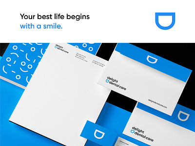 Delight Dental Care Branding blue black branding delight dental dental brand identity dental clinic dental clinic branding dental logo family dental happy dental landing page logo animation minimal modern uiux web design