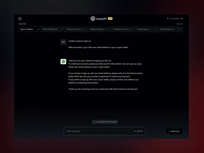 ChatGPT Concept Darkmode ai clean dark flat graphic design mode modern openai redesign tweak ui update ux web3