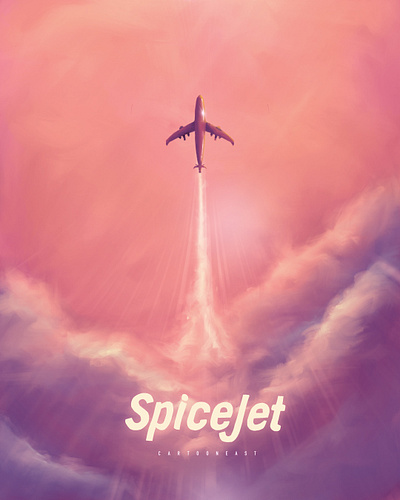 Spicejet Artwork | Made on Flight aeroplane artwork branding brush clouds colors digital art flight illustration ipad orange procreate red speed