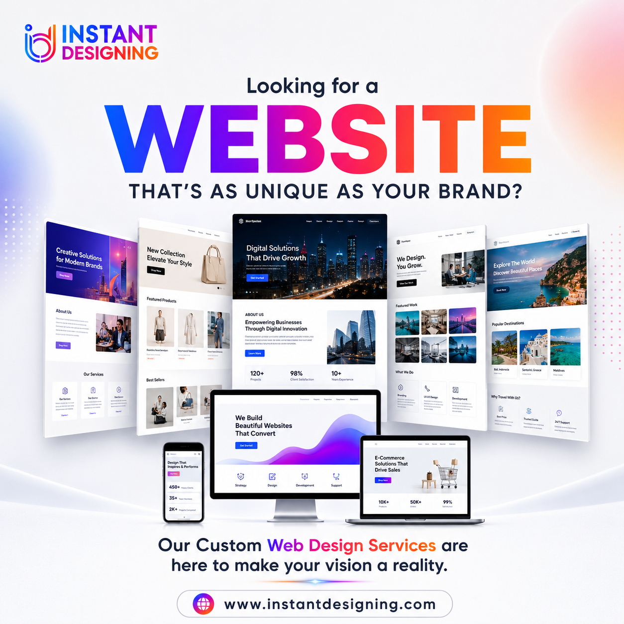 Your brand isn’t generic. Your website shouldn’t be either. 3d animation branding graphic design logo motion graphics ui